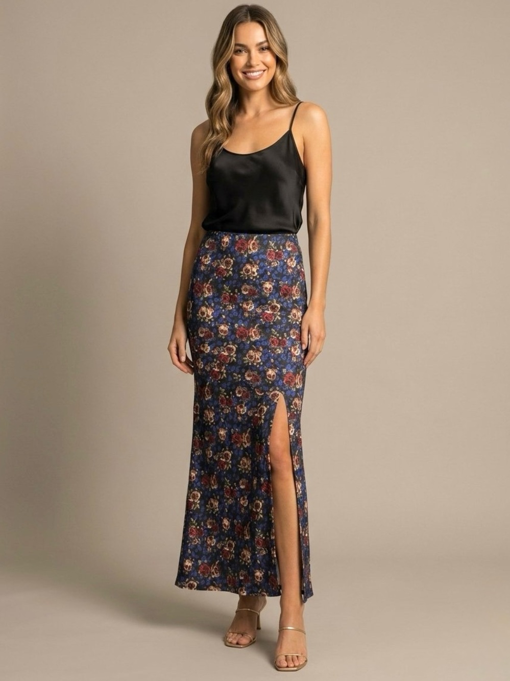 Lioness Summer Thing Ankle Midi Floral Skirt, Blue/Red,‎ Size XS, NWT